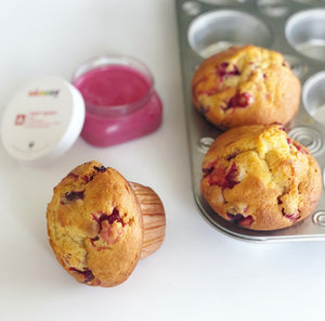 Square Baby Beet Berry Muffin recipe for baby led weaning