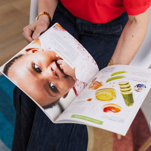 Woman holding magazine